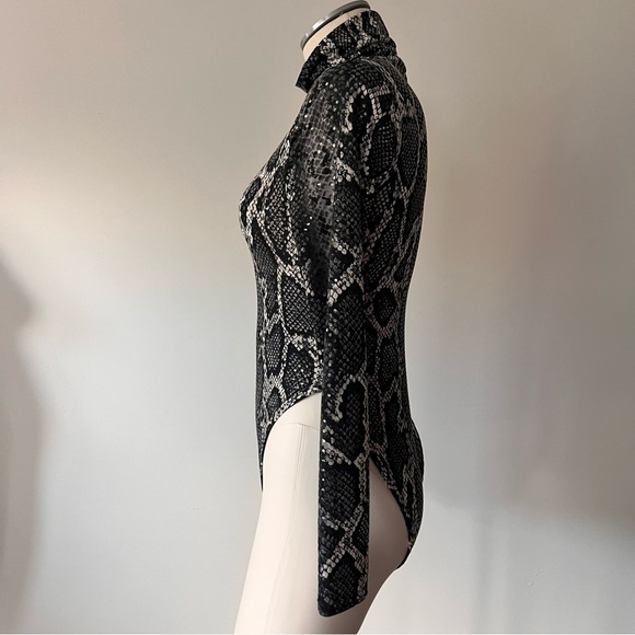 Prettylittlething Snake Print Sequin Bodysuit Size 4 - Picture 4 of 9